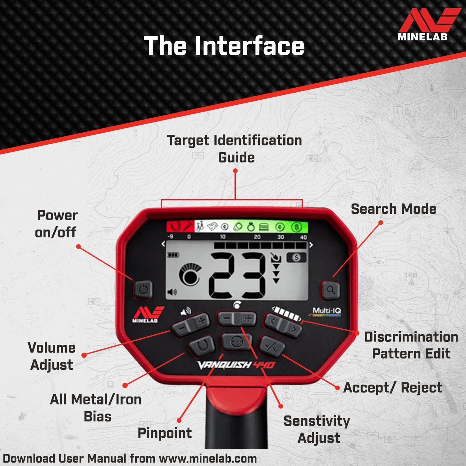 Minelab Vanquish 440 Multi-Frequency Pinpointing Metal Detector