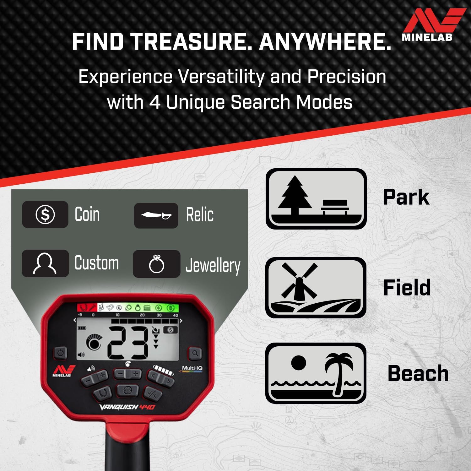 Minelab Vanquish 440 Multi-Frequency Pinpointing Metal Detector