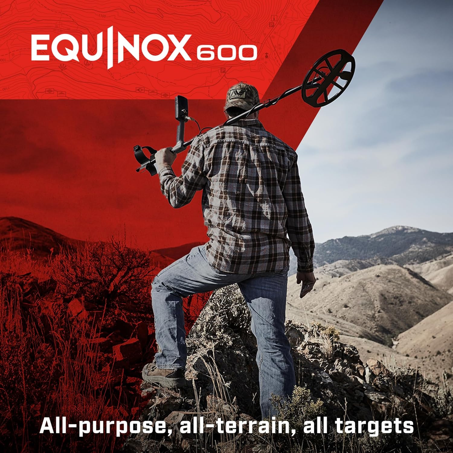 Minelab Equinox 600 Multi-Frequency Waterproof Metal Detector with 11”  Double-D Smart Coil & Wire Headphones