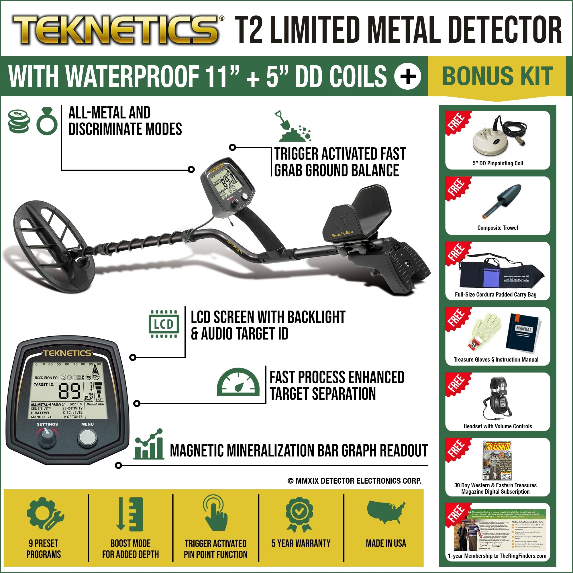 Teknetics T2 Special Limited Edition Metal Detector with